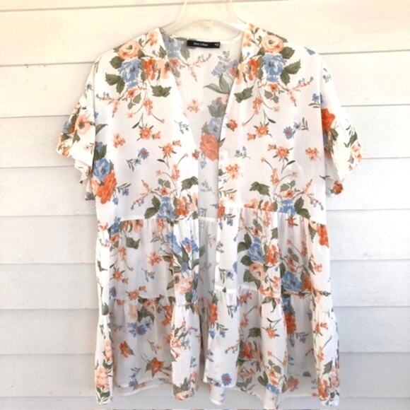 Anthropologie Doe & Rae NEW Floral Baby Doll Ruffled Kimono Cardigan S - Picture 2 of 8